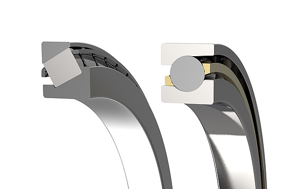 Cutting view of a KRW tapered roller and angled ball bearing